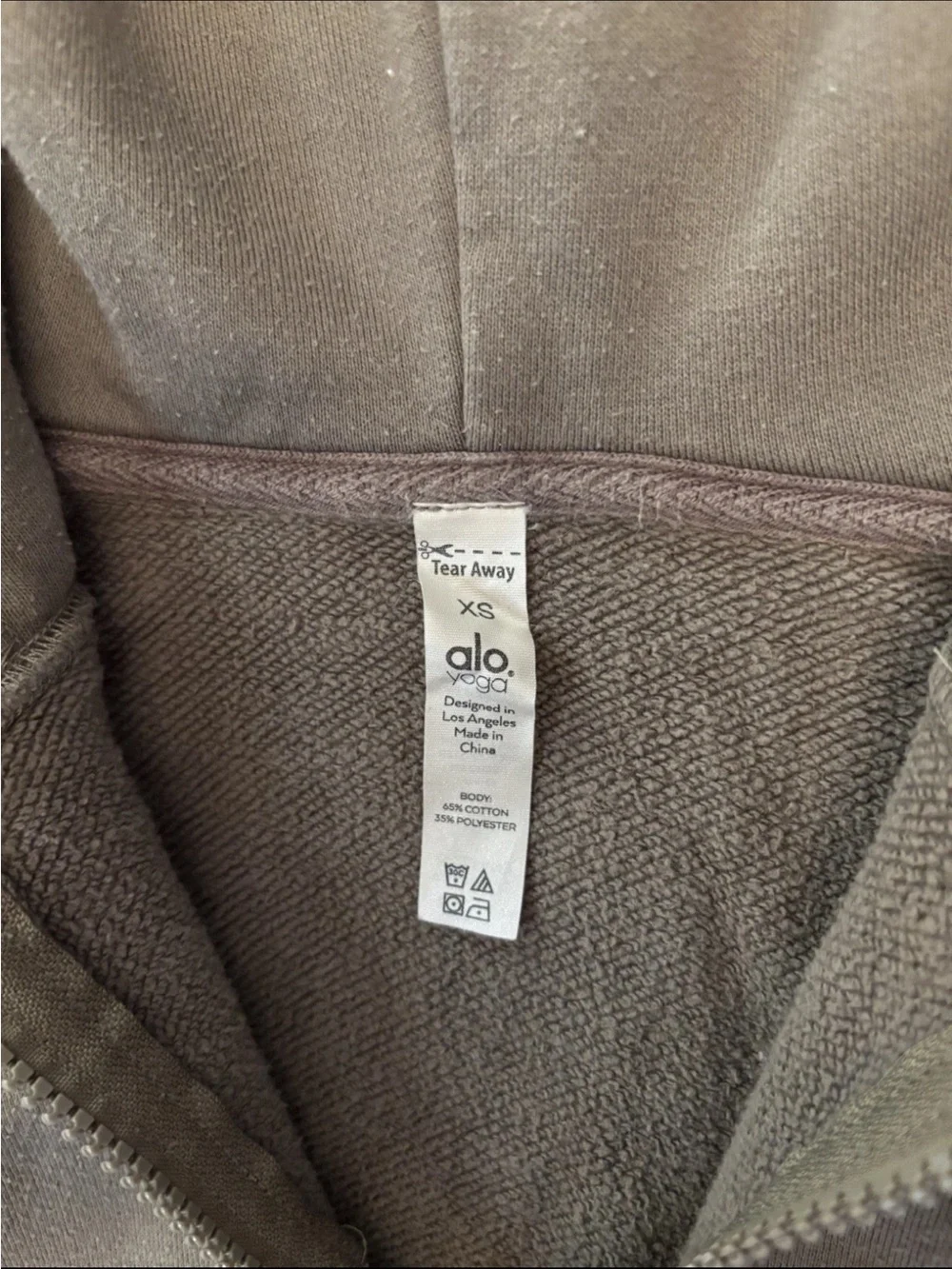 Alo Yoga Womens XS Refresh Stadium Half Zip Hoodie Brown Cropped French Terry